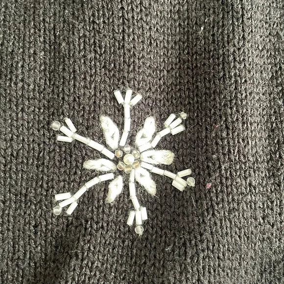 Classic elements vintage vtg beaded snowflake black Santa ugly Christmas sweater - Picture 3 of 16
